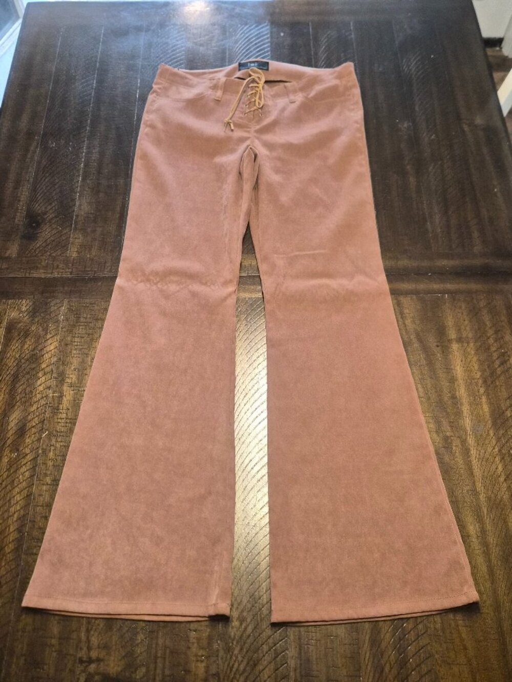 Vintage L.E.I Y2K Women’s Juniors Brown Lace Up Flare Pants Size 13 Stretch G132